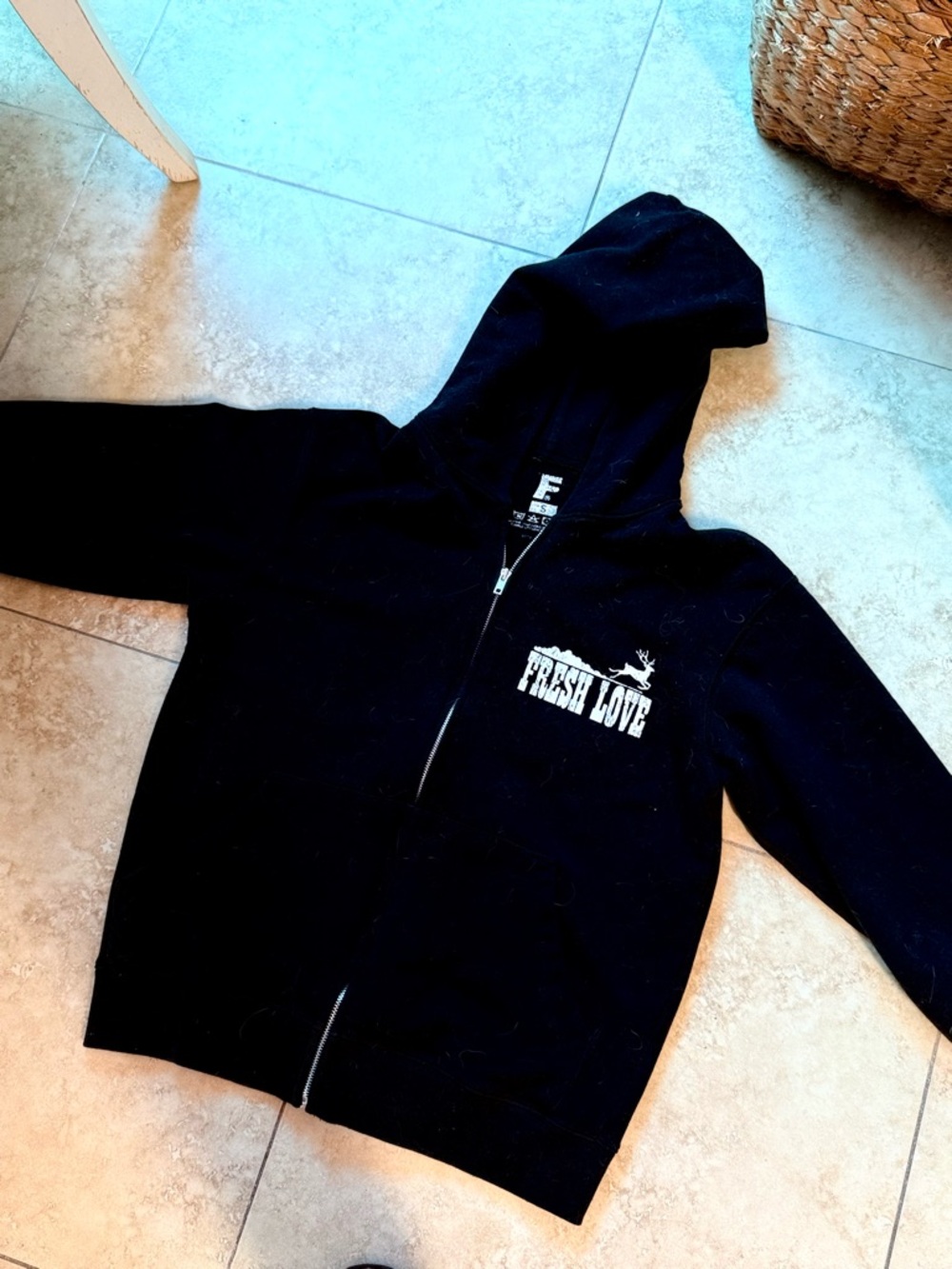 Black Fresh Love Zip Hoodie - Full-Zip Hooded Sweatshirt